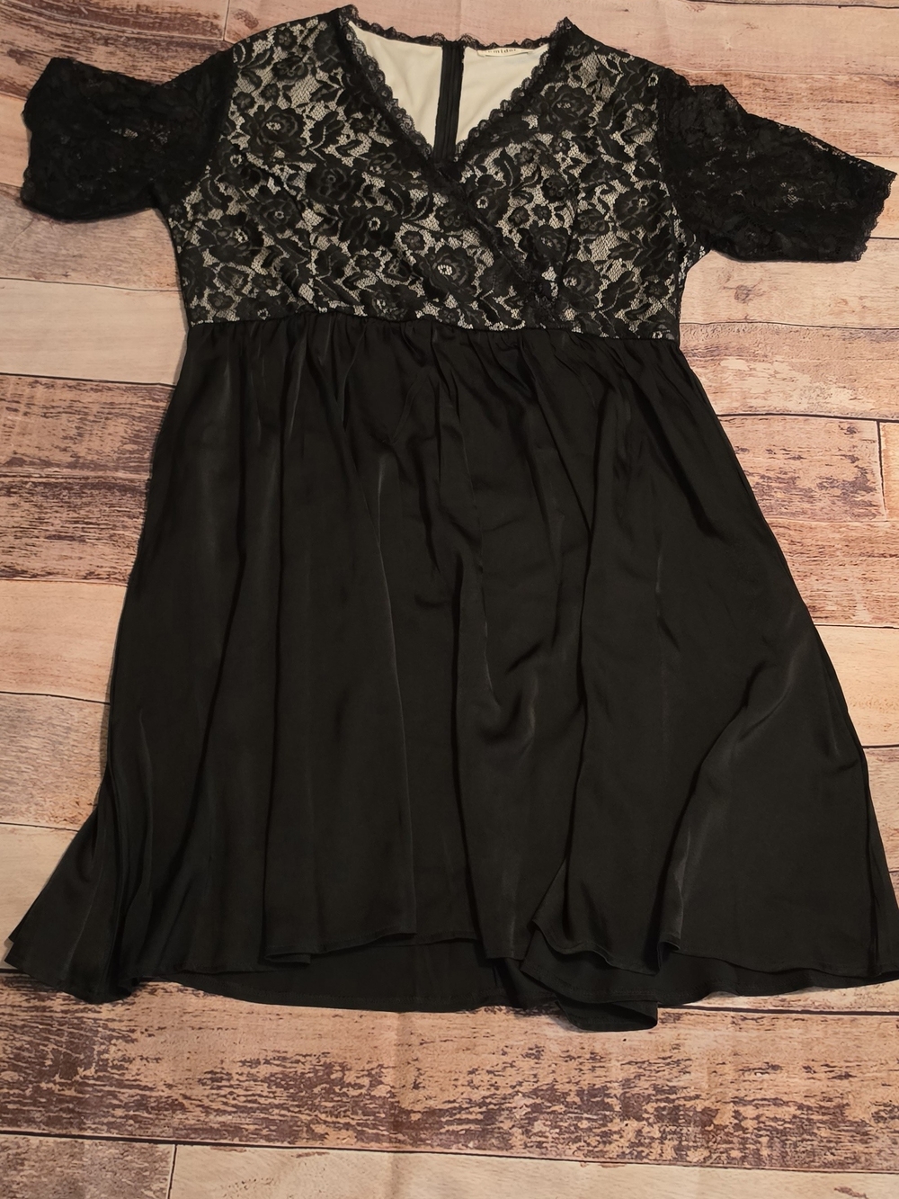 Women's Black Lace-Top Midi Dress